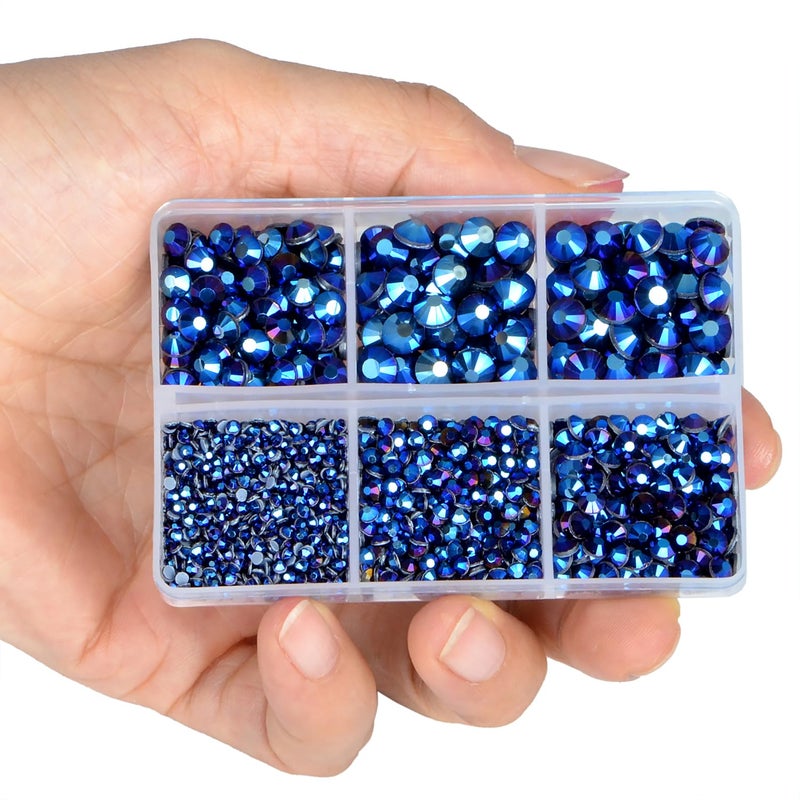 LPBeads 6400 Pieces Black AB and Red AB Hotfix Rhinestones Flat Back 5 Mixed Sizes Crystal Round Glass Gems with Tweezers and Picking Rhinestones Pen - Image 3